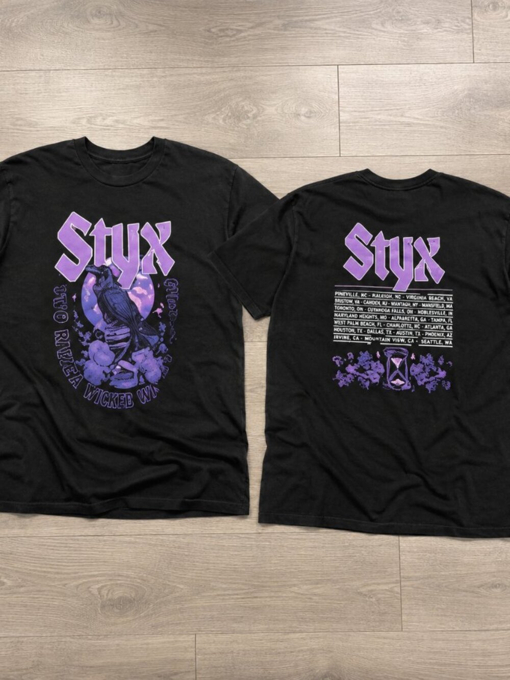 Styx The Windy Cities Tour 2026 Purple Graphic Double Sided Concert T-Shirt